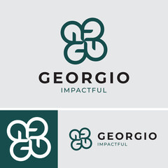 Logo minimalist letter G leaves group round for business company