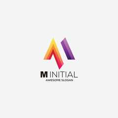 m initial gradient color icon vector