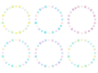 水彩風の丸い星の枠セット