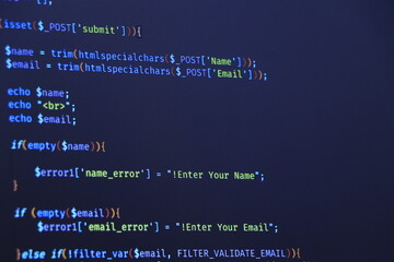 Programming code abstract screen of software developer. Computer script