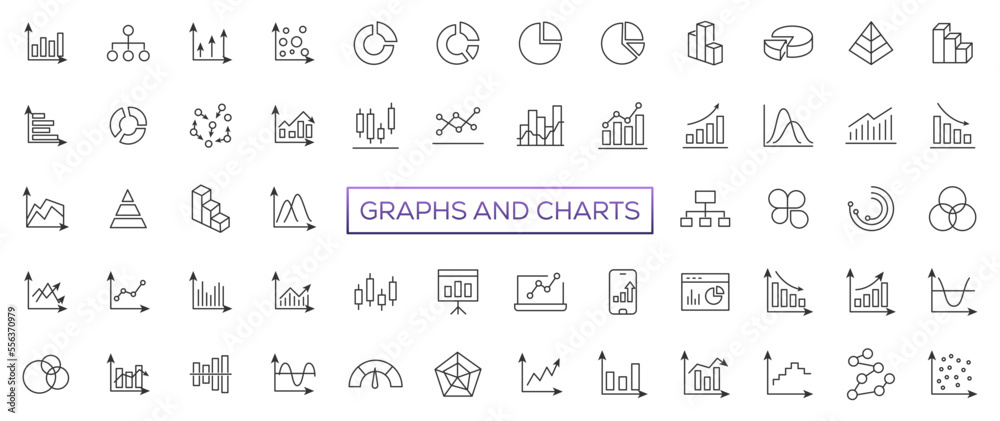 Poster growing bar graph icon set. business graphs and charts icons. statistics and analytics vector icon. 