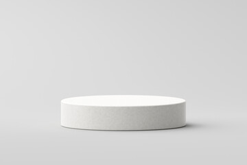 White stone podium product 3d background display platform stage scene with blank presentation design beauty cosmetic advertising stand or empty marble pedestal and rock showcase placement concept.