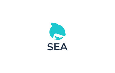 dolphin and stingray logo design templates