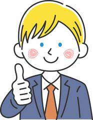 グッドサインをする、白人ビジネスマンのイラスト