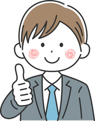 グッドサインをする、ビジネスマンのイラスト