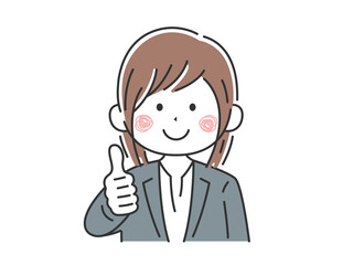 グッドサインをする、ビジネスウーマンのイラスト