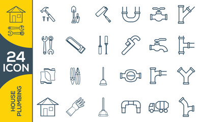 HOUSE PLUMBING ICON SET DESIGN