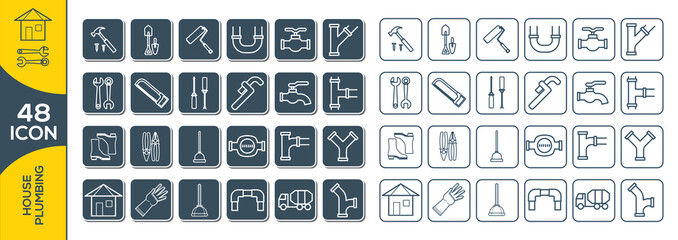 HOUSE PLUMBING ICON SET DESIGN
