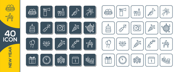 NEW YEAR ICON SET DESIGN