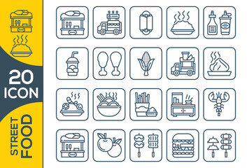street food icon set design