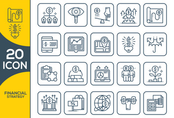 FINANCIAL STRATEGY ICON SET DESING
