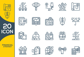 FINANCIAL STRATEGY ICON SET DESING