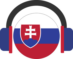 Fototapeta premium Slovakia headphone flag.