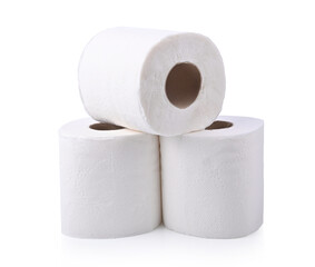Toilet paper, white tissues isolated on white background