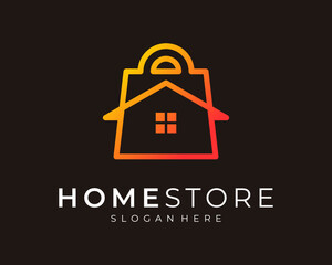 Shopping Bag Store Gift Buy Retail Sale Home House Building Architecture Simple Vector Logo Design