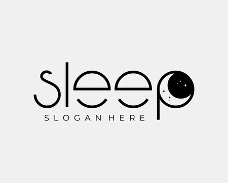 Sleep Bedtime Dream Rest Relax Comfort Moon Star Crescent Wordmark Typography Vector Logo Design