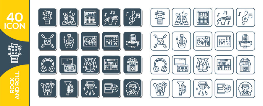 rock and roll icon set design
