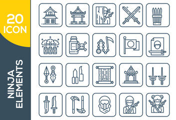 NINJA ELEMENT ICON SET DESIGN