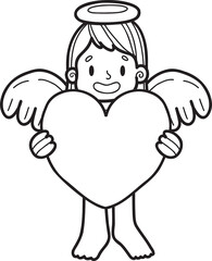 Hand Drawn cupid with heart illustration