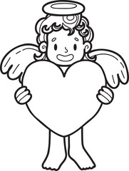 Hand Drawn cupid with heart illustration
