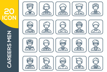 Doctor and Nurse line icons set. Vector illustration on a white background. Editable stroke.set of job seach icons ,such as work, career, traning, business, skill, meeting.Set of Headhunting icon.