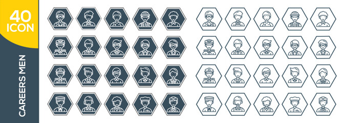 Doctor and Nurse line icons set. Vector illustration on a white background. Editable stroke.set of job seach icons ,such as work, career, traning, business, skill, meeting.Set of Headhunting icon.