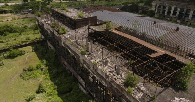The Ruins Of The Old Soviet Sanatorium In The Small Town Of Tskaltubo, Georgia. Aerial Shot
