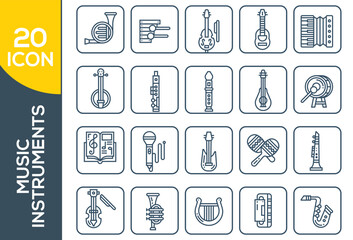 music instruments icon set design