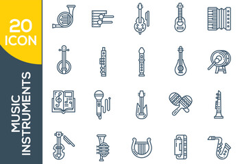 music instruments icon set design