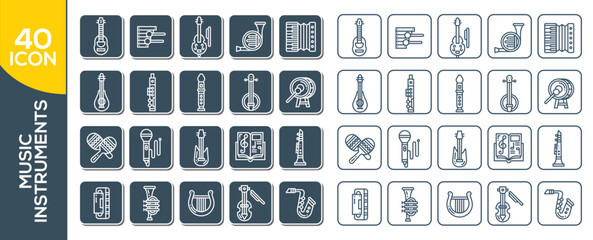 music instruments icon set design