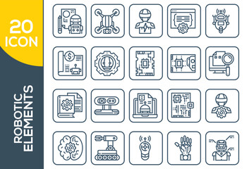 robotic elememts icon set design