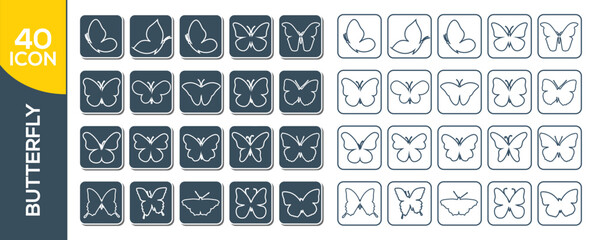 butterfly icon set design