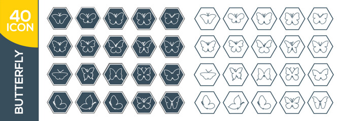 butterfly icon set design