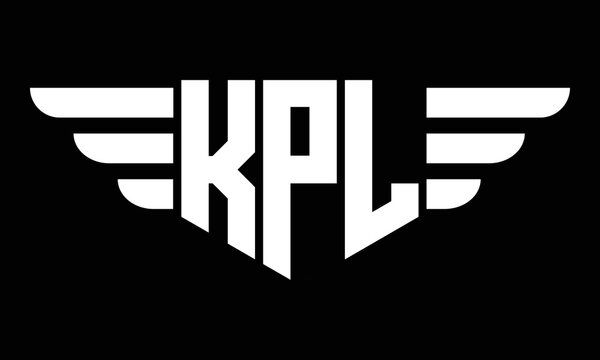 KPL three letter logo, creative wings shape logo design vector template. letter mark, wordmark, monogram symbol on black & white.