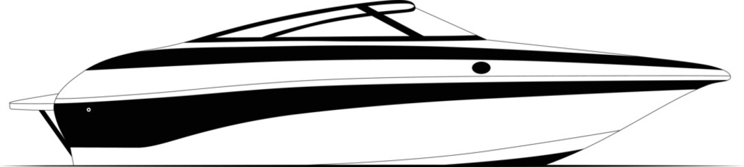 Black and white boat illustration