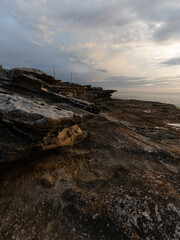 Cloudy morning view on the ocean cliff.