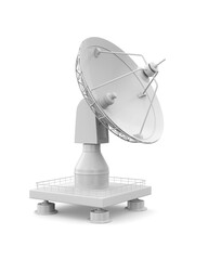 satellite dish on white background. Isolated 3D illustration