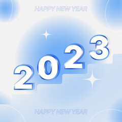 2023 Happy New Year with blue gradient background