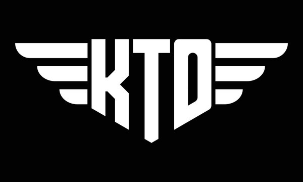 KTO three letter logo, creative wings shape logo design vector template. letter mark, wordmark, monogram symbol on black & white.