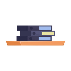 Computer classroom interior cartoon illustration. Wall shelf with files and folders isolated on white background. School, study, education, equipment concept