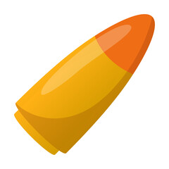 Vector picture of lead bullet in brass sheath in flat style. Army weapon illustration. Military equipment. War, battle concept