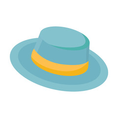Comic round women's hat with a wide brim for sun protection vector illustration. Cartoon isolated on white background. Summer, vacation concept