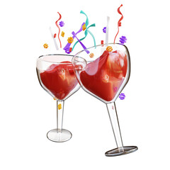 3d illustration two drinking glasses