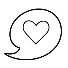 Black doodle heart speech bubble.	