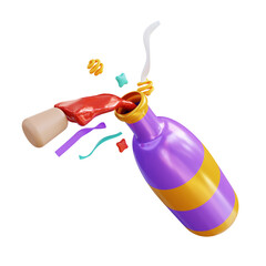 Naklejka premium 3d illustration new year's bottle