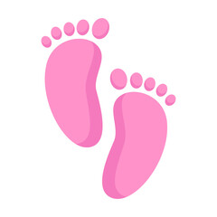 Cute baby footprints vector illustration. Baby shower element for photo, card or invitation, rattles for boys and girls on white background