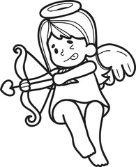 Hand Drawn Cupid is shooting an arrow illustration