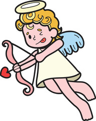 Obraz premium Hand Drawn Cupid is shooting an arrow illustration
