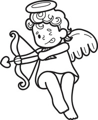 Hand Drawn Cupid is shooting an arrow illustration