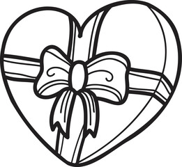 Hand Drawn heart shape gift box illustration